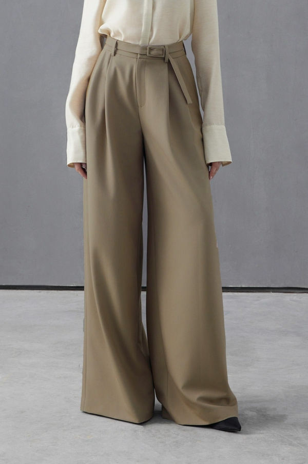 COTTON WIDE LEG TROUSERS