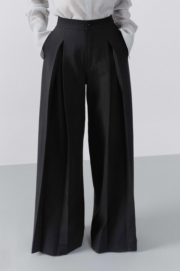 COTTON WIDE LEG TROUSERS