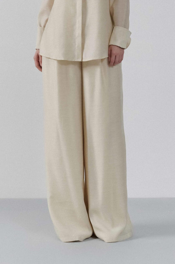 LINEN WIDE LEG TROUSERS